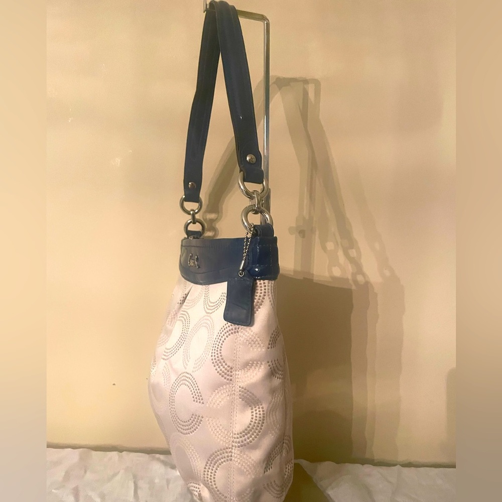 Coach Shoulder Bag, Optics “Dot” Design, blue trim - Picture 5 of 9